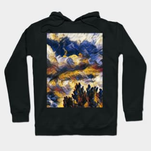 Cloudy Sky With Trees - Painting Style Hoodie